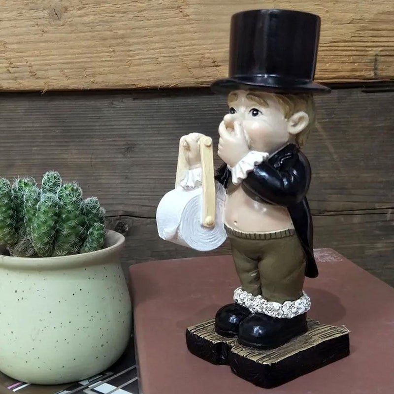 Funny Pinching Nose Tissue Paper Holder, Toilet Butler Statue - Funny Resin Boy Pinching Nose, Papers Holder Figurine for Bathroom, Kitchen, Wall Mount (Statue) - Image 4